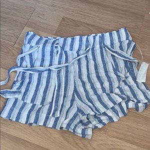 Blue and White Striped Shorts